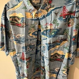Reyn Spooner Blue Scenic Print Men's Shirt